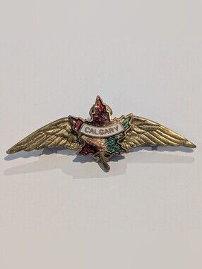 Vintage WWII Royal Canadian Air Force Sweetheart Wing Pin Calgary - Enameled